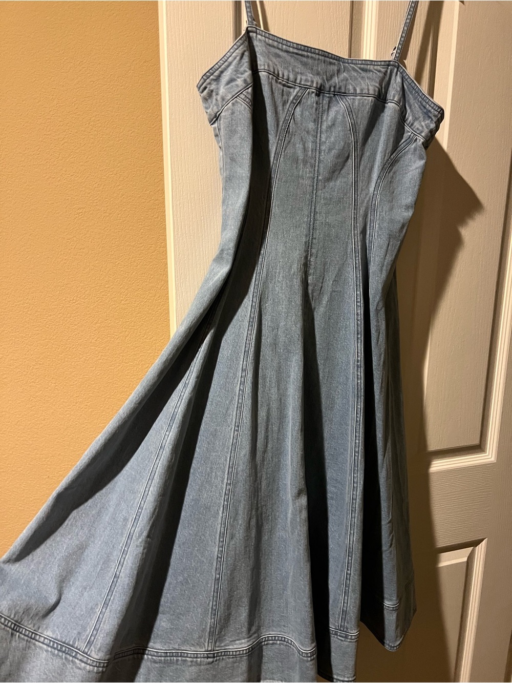 Anthropologie Pilcro Light Blue Denim Midi Dress with Spaghetti Straps - Picture 5 of 7